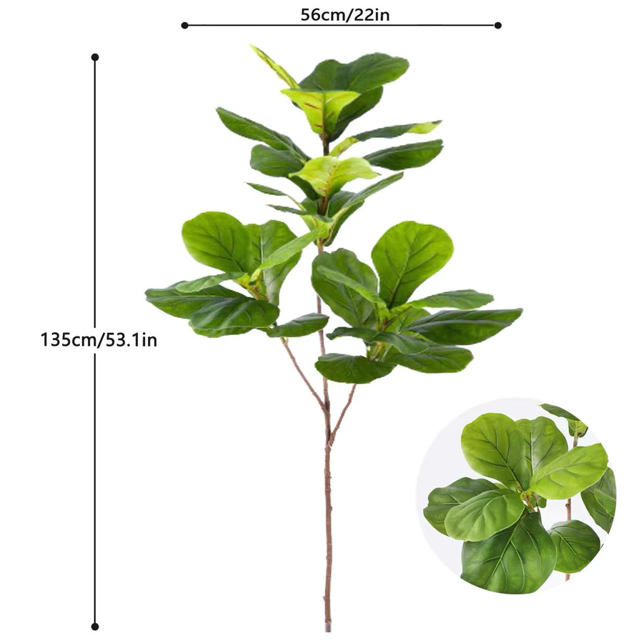 Qinye Künstlicher Ficus Dreizweigiger Ast in Grün als Bodenhohe Topfpflanze für die Innenraumgestaltung - Bild 4