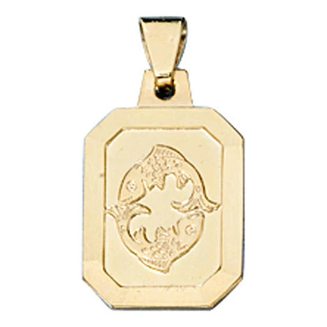 Colfem Anhänger Sternzeichen Fische, 333 Gelbgold, matt, Unisex - Bild 1