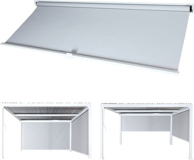 MCW Ersatzseitenwand für Pergola und Pavillon L41, weiß, 3 x 3 m - Bild 1
