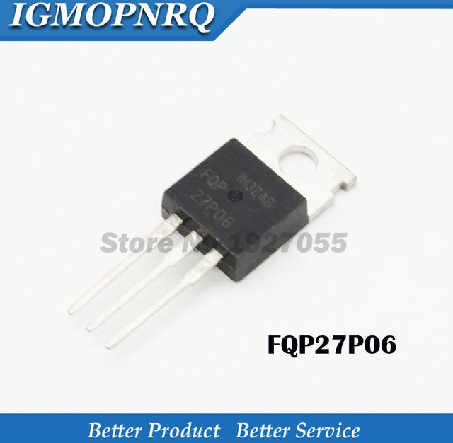 5 Stück FQP27P06 TO-220 Leistungstransistoren, 60V 27A, Schwarz - Bild 1