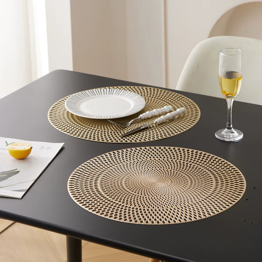 Tabletex Tischsets aus Vinyl in Metallic Gold, runde Platzsets für die Tischdekoration, Durchmesser: 38 cm - Bild 3