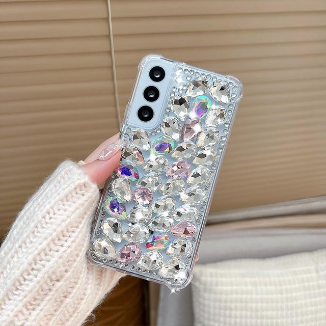 Luxus Bling Strass Handyhülle für Samsung Galaxy S23 S22 S21 S20 sowie A-Serie in Weiß - Bild 1