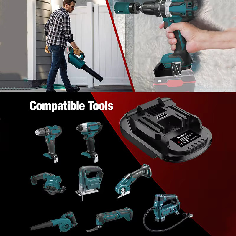 PAR20MT Parkside Batterieadapter-Konverter in Schwarz zur Nutzung von Parkside 20V Lithium-Batterien mit Makita 18V Elektrowerkzeugen - Bild 5