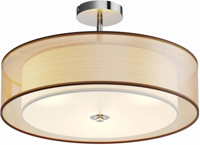 Lindby Deckenlampe Pikka Modern 3-flammig in Braun aus Textil und Metall mit E27 Fassung - Bild 1