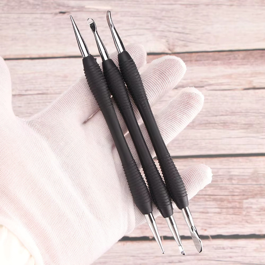 QJH 3-teiliges Lederhandwerks-Modellierwerkzeug Set mit Nutenwerkzeugen und Prägungslöffel für DIY Lederarbeiten - Bild 2