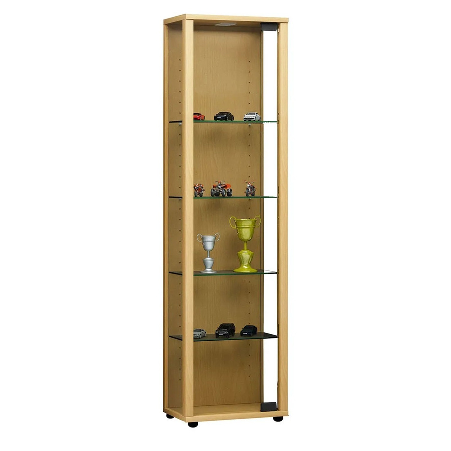 VCM Glasvitrine Edana Mini als Standvitrine mit ESG-Sicherheitsglas und 4 Glasböden in Buche Dekor, Braun, H x B x T: 115 x 33 x 18 cm - Bild 3