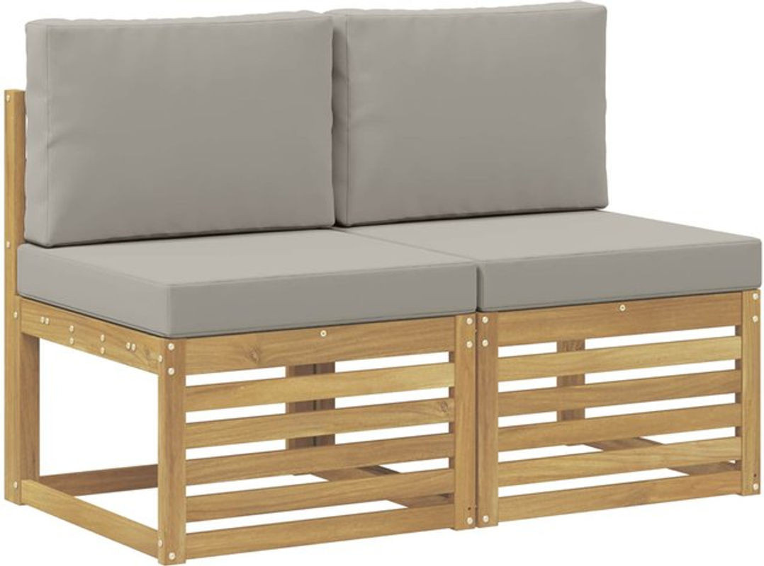2 Stück vidaXL Outdoor Mittelsofa aus Massivholz Akazie in Weiß - Bild 1