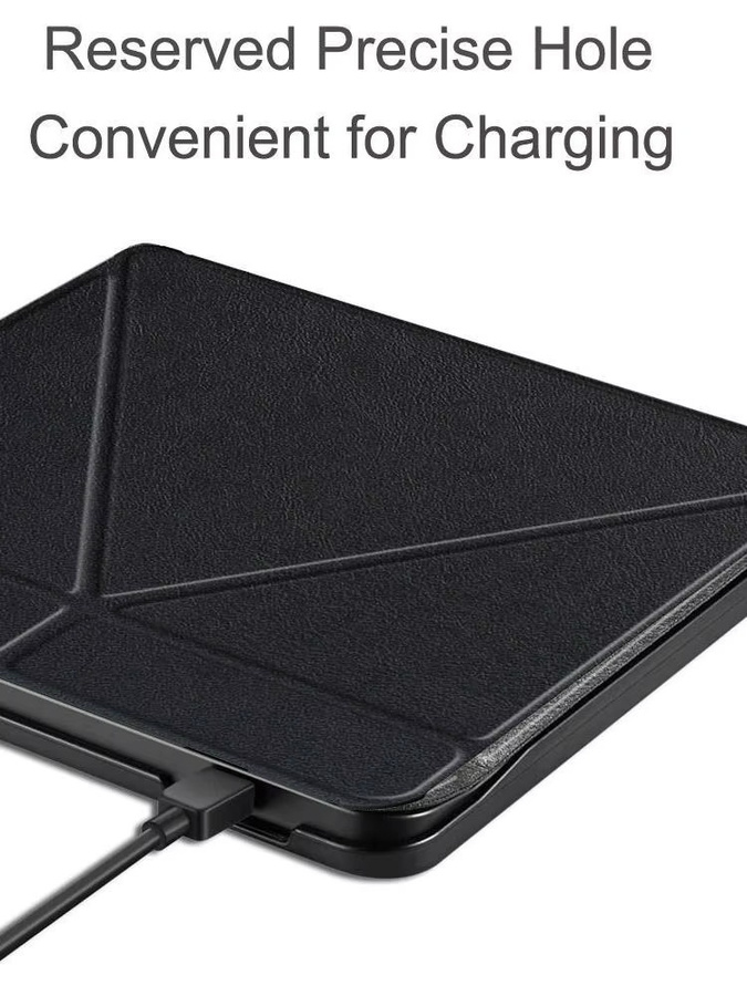 Auto Wake/Sleep N873 Smart Case für Kobo Libra H2O, stoßfeste Schutzhülle aus PU-Leder mit faltbarem Ständer, Schwarz - Bild 4