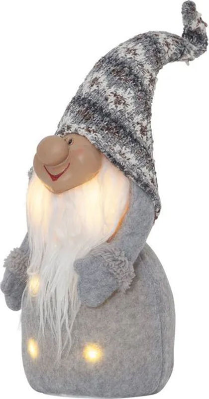 Star Trading Joylight LED Weihnachtsfigur Wichtel aus Stoff und Kunststoff in Grau und Weiß mit warmweißer Beleuchtung, Höhe: 40 cm - Bild 1