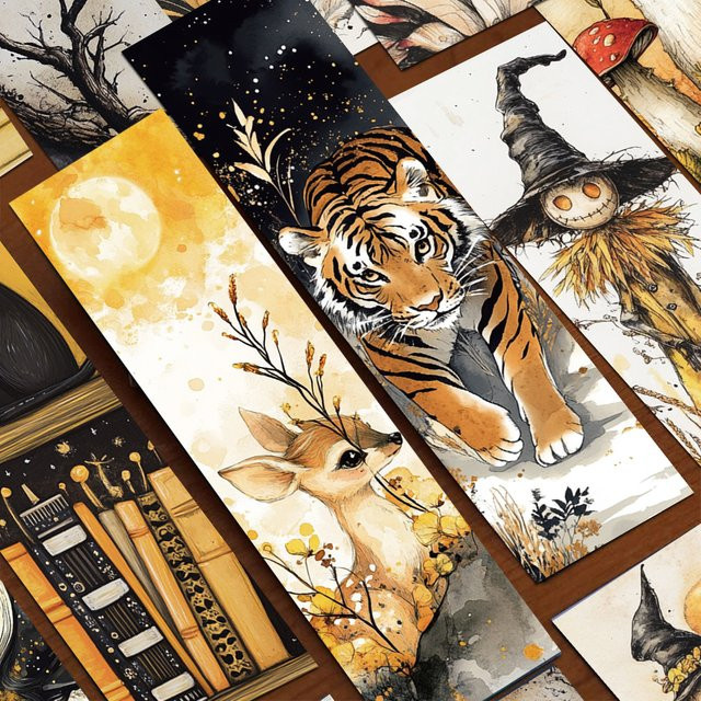 30 Stück Vintage-Tiere Lesezeichen aus Papier in Multicolour für Studenten und DIY-Projekte - Bild 1