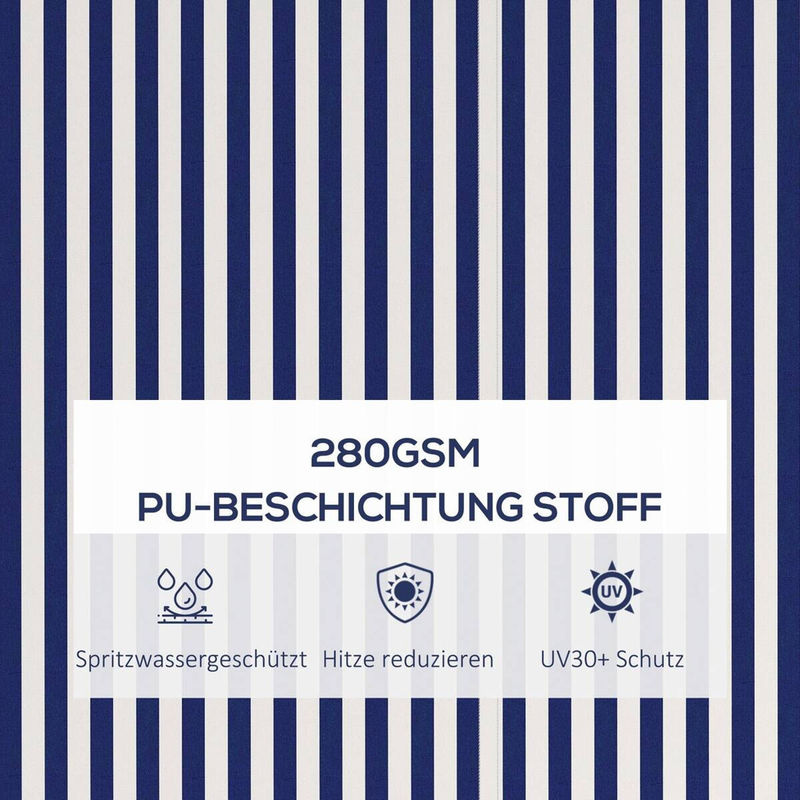 Outsunny Markise blau mit Kurbel und klappbaren Armen, Wandmontage, B/H: 290 x 350 cm - Bild 3