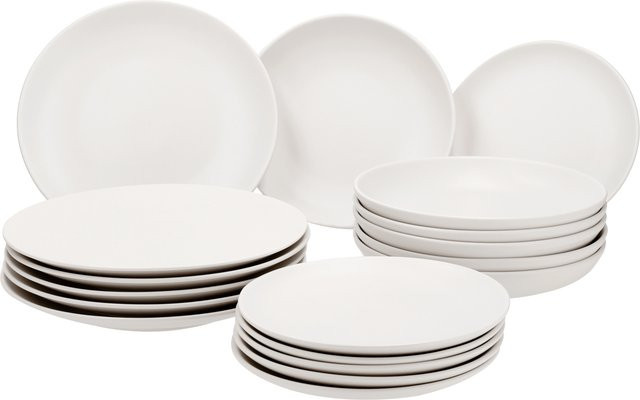 SILVERCREST Geschirr-Set aus Porzellan, 18-teilig, Weiß, mikrowellen- und spülmaschinenfest - Bild 1