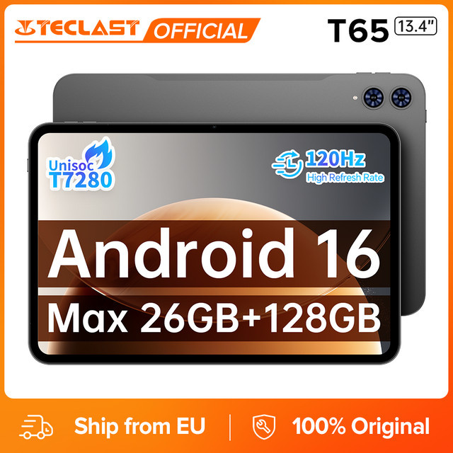 Teclast T65 Android 16 Tablet in Grau mit 13,4 Zoll 120Hz Display, 26GB RAM, 128GB ROM, Unisoc T7280 8-Core Prozessor, 8000mAh Akku, 4G LTE und GPS - Bild 1