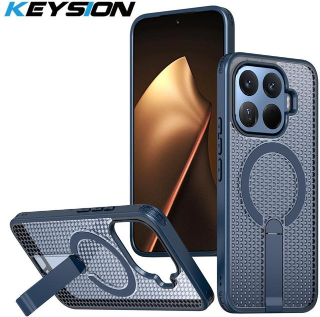 KEYSION Magnetische Hülle für Xiaomi 17T Pro 5G und Xiaomi 17T 5G mit kühlender Hohlstruktur, verstecktem Ständer und stoßfestem Schutz, Blau - Bild 1