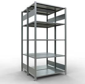 Schulte Lagertechnik Stecks.Doppelgrundregal Typ 150 in Silber, B/T/H: 200 x 100 x 50 cm mit 10 Böden - Bild 1