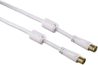 Hama Antennen-Kabel Koax-Stecker und Koax-Kupplung vergoldet in Weiß, Länge: 7,5 m, 100 dB - Bild 1