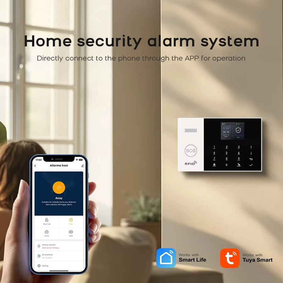 PGST Smart Home Alarmsystem WiFi GSM Drahtloses Einbruchschutz-Set mit PTZ IP-Kamera und 2-Wege-Audio in Weiß mit Tuya Unterstützung - Bild 2