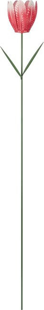 Gartenstecker Tulpe aus Eisen in Pink, Höhe: 95 cm, Durchmesser: 8 cm - Bild 1