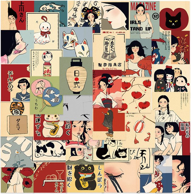 Rspctou Cartoon Frühlings-Tag Japanischer Stil Aufkleber, Mädchen, 10-teiliges Set - Bild 1