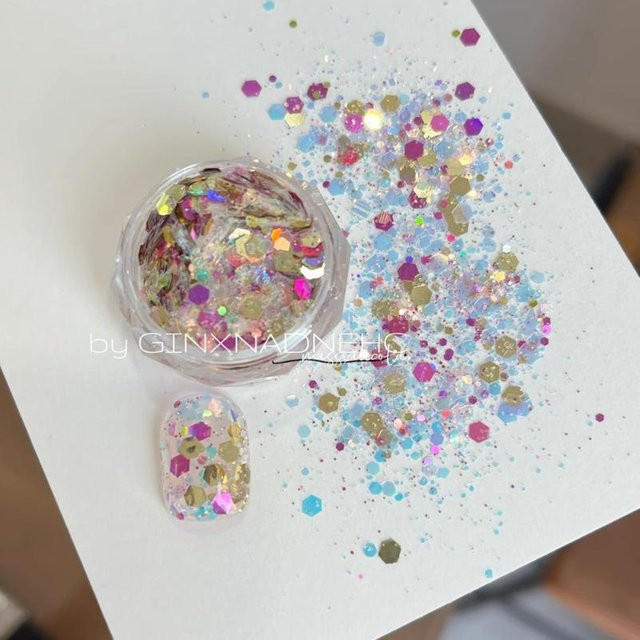 HUA HUA Nail Art Charm Dekoration, Herz Stern Glitter, Glänzend - Bild 1