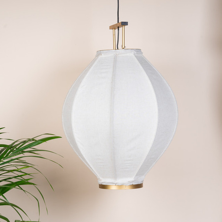 BLUME2000 Deckenlampe Lampion aus Stoff in Weiß und Gold mit E27 Fassung