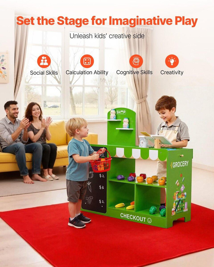 Buying Solutions, MB Kinder-Supermarkt-Spielset Holz-Marktstand mit Kasse - Bild 2