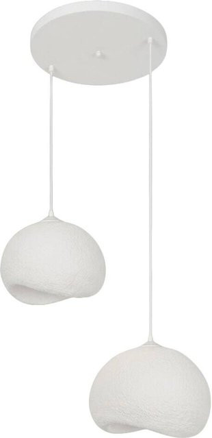 Opviq Pendelleuchte Yontu in Weiß aus Polyester-Mischgewebe und Metall mit 2 E27 Fassungen, B/T/H: 29 x 34 x 120 cm - Bild 1