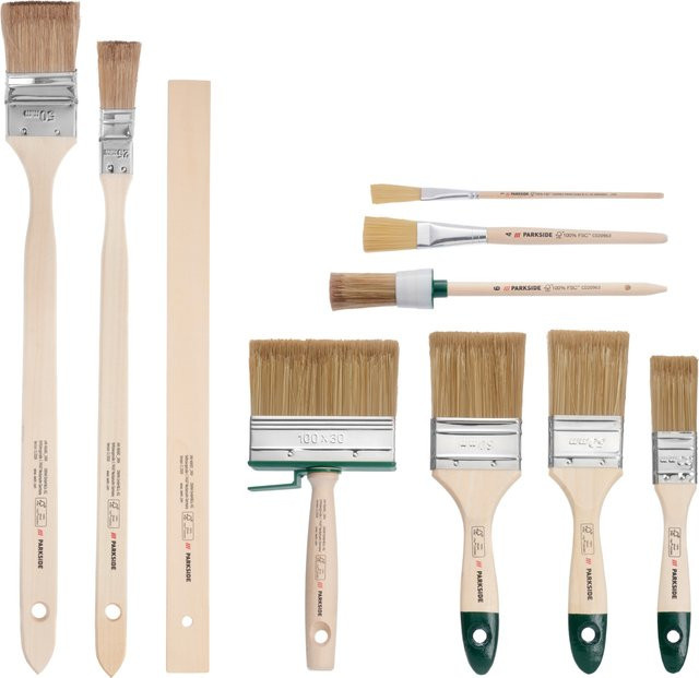 Parkside 10-teiliges Pinselset für wasserbasierte und lösungsmittelbasierte Farben und Lacke, flach, Synthetikborsten, Mehrfarbig - Bild 1