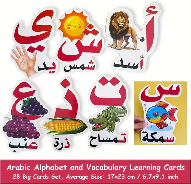 QKX Arabische Alphabet-Lernkarten aus Papier in Mehrfarbig für den Schulunterricht - Bild 1