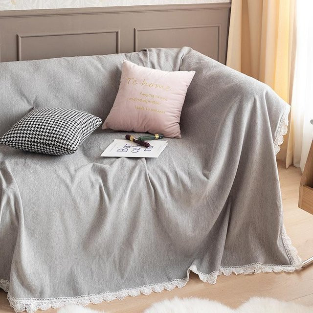 Nordic Ins Chenille Sofa Überwurf in Grau, rutschfeste All-inclusive Sofa Abdeckung, B/T: 180 x 150 cm - Bild 1