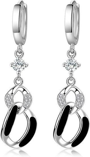 Wucifang Jewelry Ohrringe, 925 Silber, Kristall, Schwarz, Damen - Bild 1
