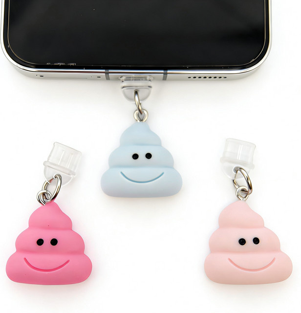 Lustiger Handy-Staubschutz in Po-Form mit Smiley-Gesicht für iPhone und USB-C Typ-C - Bild 1