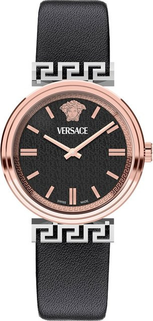 Versace Armbanduhr, Quarz, Edelstahl, 36 mm, Leder, Schwarz, Damen - Bild 1