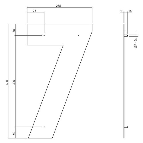 Intersteel Hausnummer 7 XXL aus Edelstahl in Mattschwarz, Höhe: 50,0 cm, Breite: 28,5 cm - Bild 2