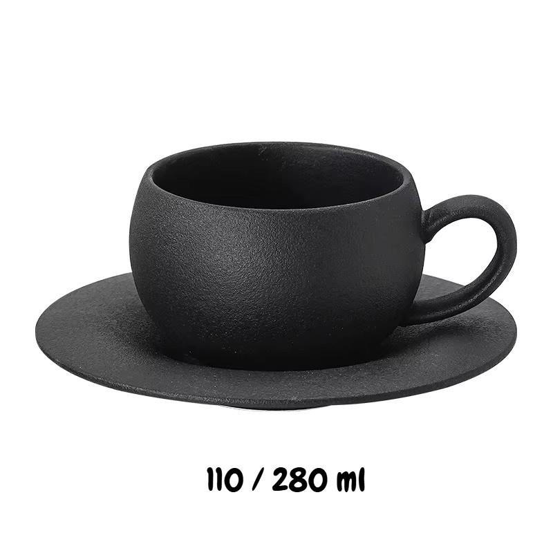 JUSTINLAU Keramik Kaffeetasse und Teetasse mit Vulkansteinmuster in Weiß, Set mit 110 ml und 280 ml - Bild 5