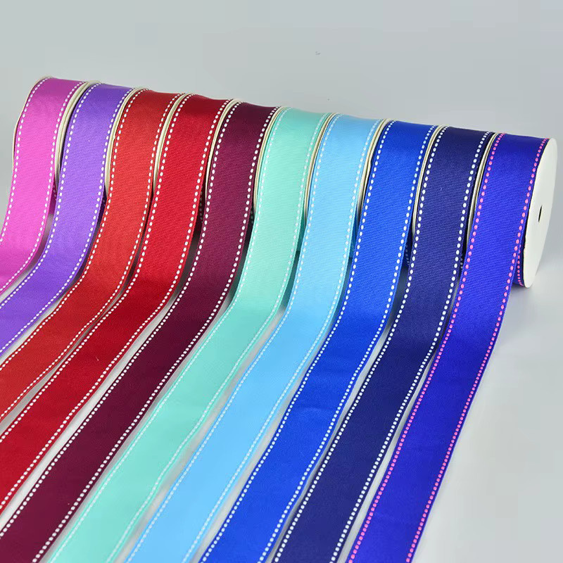 Edoyoyo Stichband mit gepunkteter Linie und weißem Rand für DIY-Handwerk und Haarschleifen, 10 Yards - Bild 3