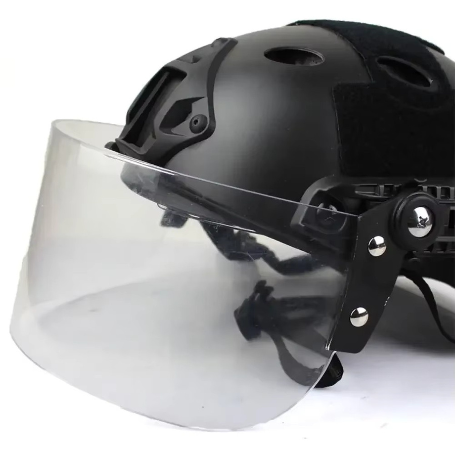 Taktische Helmbrille mit Antibeschlag-Schutz und Riot CS Funktion in Schwarz mit klarem Glas - Bild 2