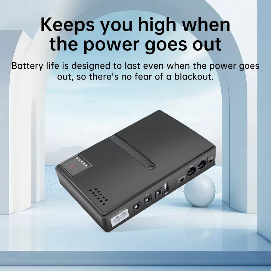 Aideepen 1018L Backup-DC-USV-Netzteil für Router und Telefon in Schwarz mit Multi-Spannungsausgang 5 V, 9 V, 12 V - Bild 2