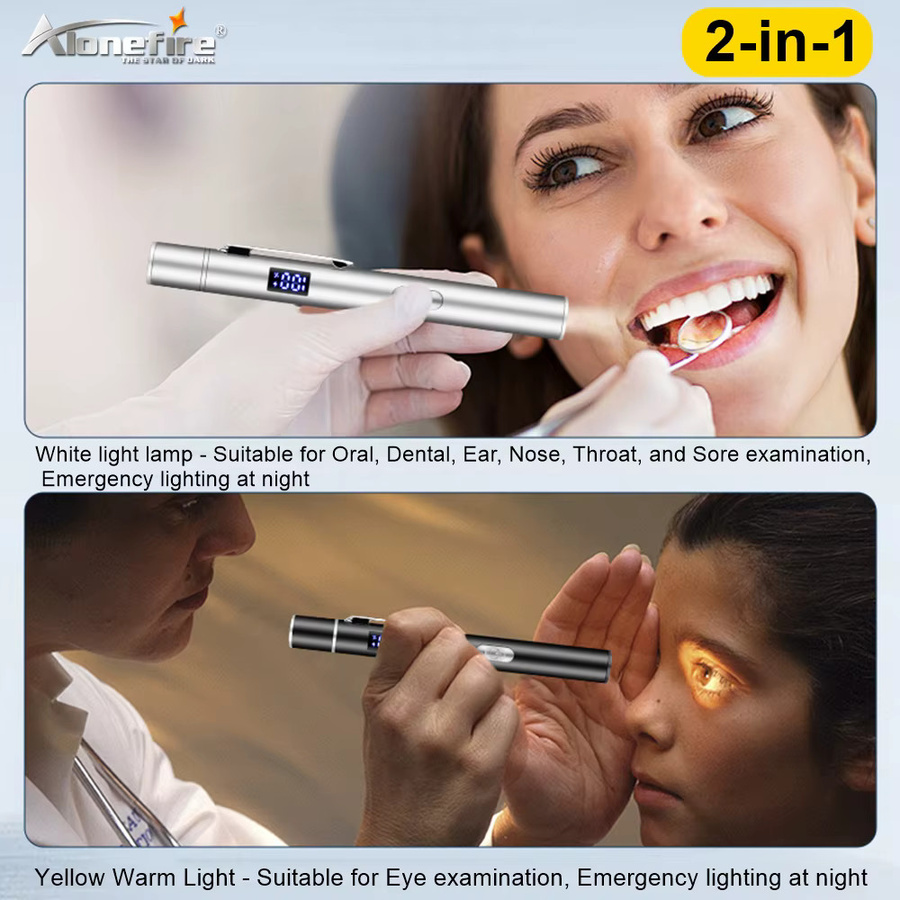 Alonefire 2-in-1 LED Mini Stiftlampe mit USB-Ladefunktion in Weiß und Gelb - Bild 5