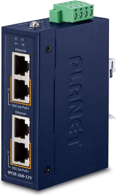 PLANET Industrial Gigabit Ethernet PoE Switch IPOE-260-12V Blau mit 2 Ports 10/100/1000T - Bild 1