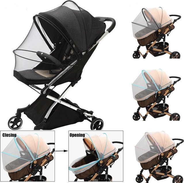 Dehnbares Moskitonetz in Schwarz als Bezug für Babys, Autositz, Wiege und Kinderwagen mit Reißverschluss - Bild 1