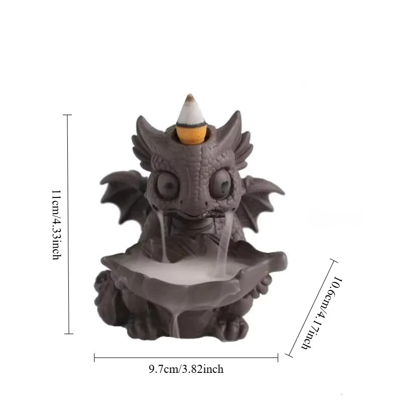 MINIDEAL Baby-Dinosaurier Keramik-Wasserfall-Räucherstäbchenhalter als Tischdeko-Ornament - Bild 2