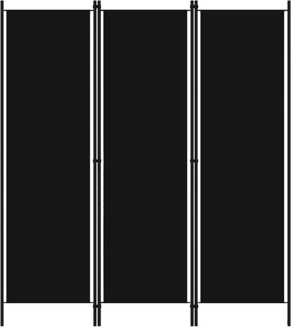 vidaXL 3-teiliger Raumteiler Schwarz aus Eisen und Polyester, B: 150 cm, H: 180 cm - Bild 1