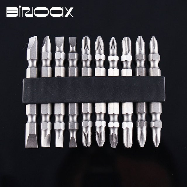 Binoax 10-teiliges magnetisches Schraubendreher-Bit-Set aus S2-Stahl in Silber, PH-Schlitz-Doppelkopf-Bits, Länge: 65 mm - Bild 1