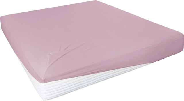 H.G. Hahn Spannbetttuch aus Feinjersey und Elastan in Pink und Purple, B/T: 200 x 200 cm - Bild 1