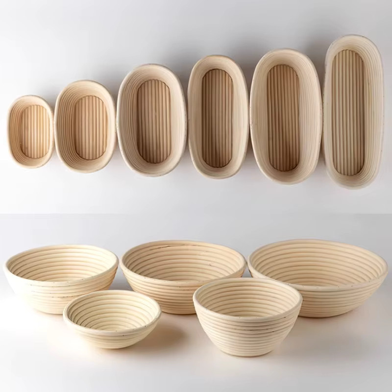 Runder Brotprüfkorb aus natürlichem Rattan in Beige für die Sauerteig-Fermentation und zum Backen - Bild 3