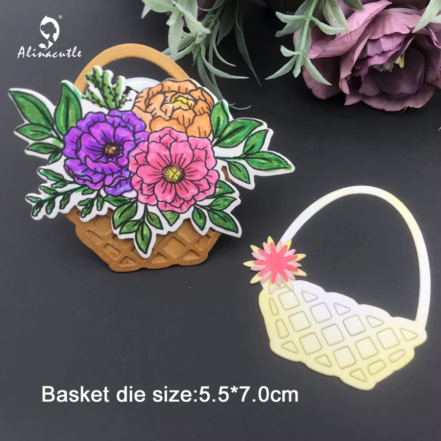 Alinacutle Metall-Stanzform Frühlingskorb-Blumen in Transparent für Scrapbooking und Papierkunst - Bild 2