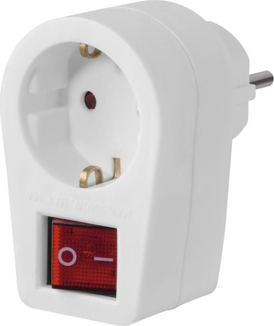 Hama Steckdosenadapter mit Schutzkontakt und 2-poligem Schalter in Weiß - Bild 1
