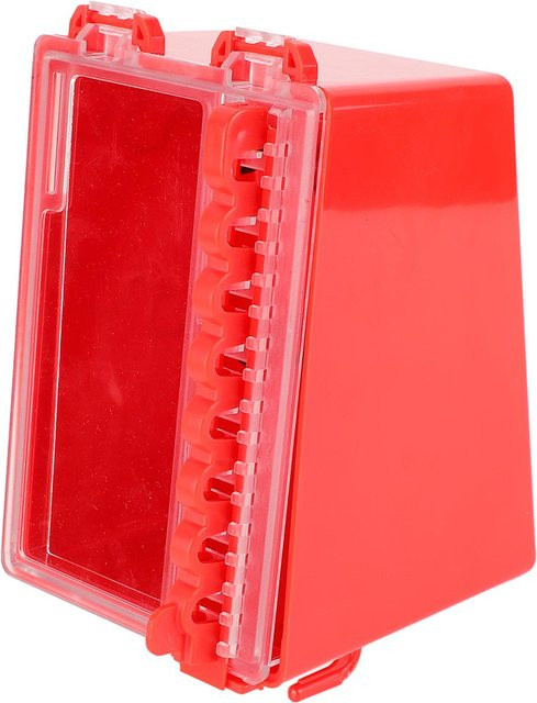 Schlüsselsafe mit 8 Lochpositionen für Hängeschlösser, Wandmontage, Kombination mit transparentem Panel, Rot - Bild 1