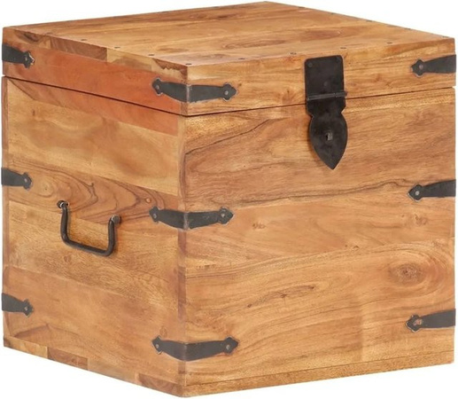 vidaXL Truhe aus Akazienholz Massivholz in Dunkelbraun B/T/H: 40 x 40 x 40 cm